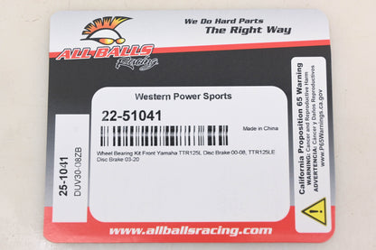 All Balls 22-51041, 25-1041 Front Wheel Bearing & Seal Kit NOS