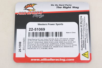 All Balls 22-51069, 25-1069 Front Wheel Bearing & Seal Kit NOS