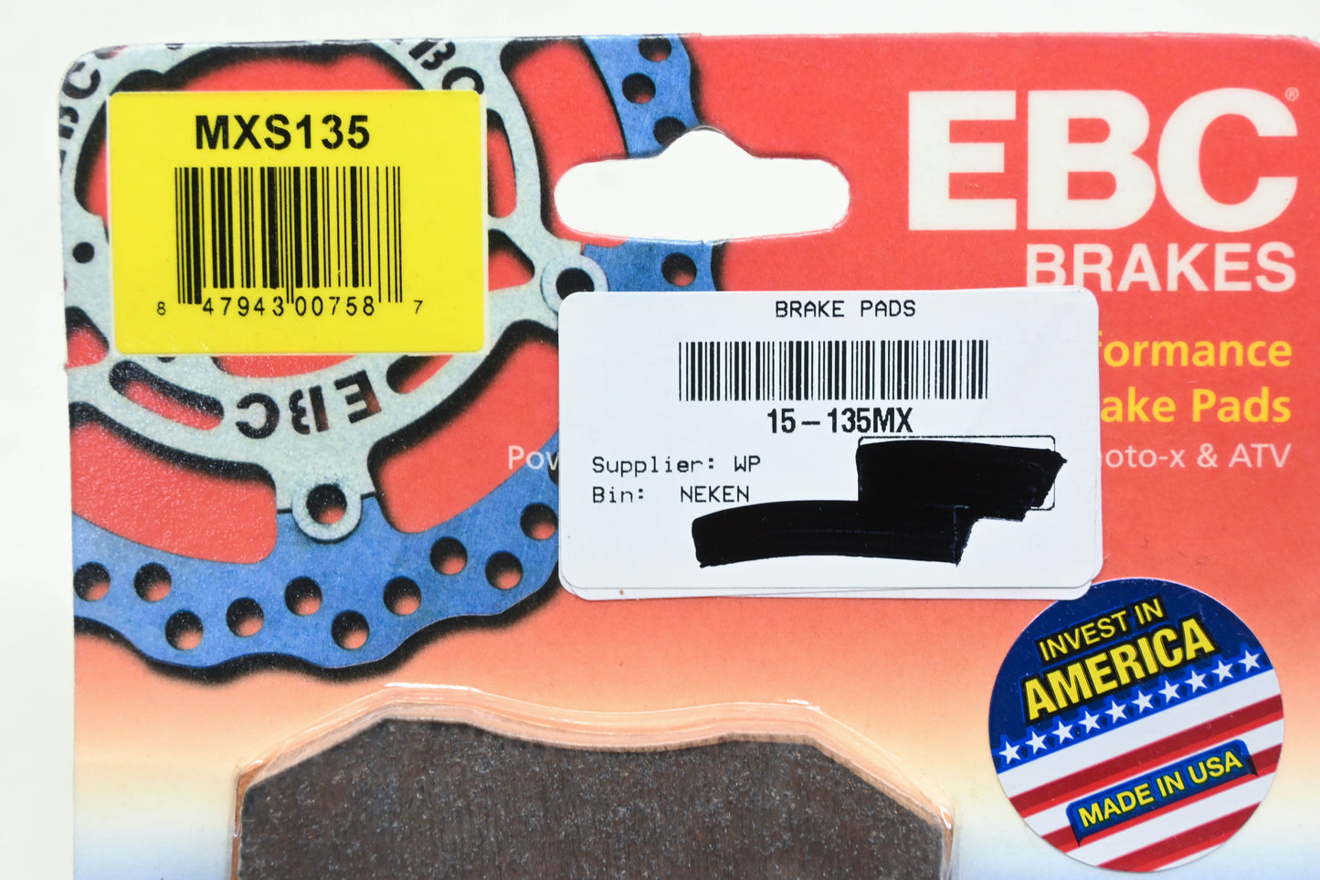 EBC MXS135, 15-135MX Off Road Brake Pad Kit NOS