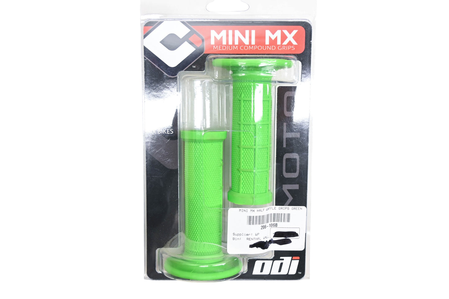 ODI H01MMN, 206-1068 Green Mini MX Medium Compound Half Waffle Grip Kit NOS