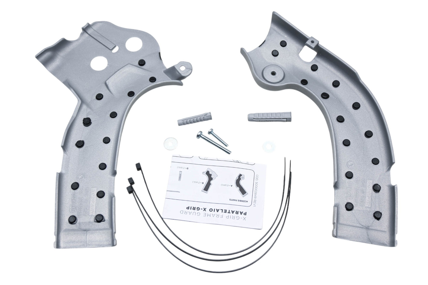 Acerbis 2374261015, 23742-61015, 0017778.020 Silver/Black X-Grip Frame Guard Kit NOS