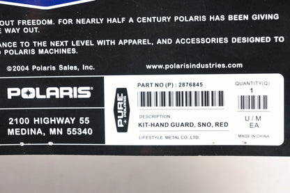 New OEM Polaris 2876845 Red Hand Guard Kit NOS