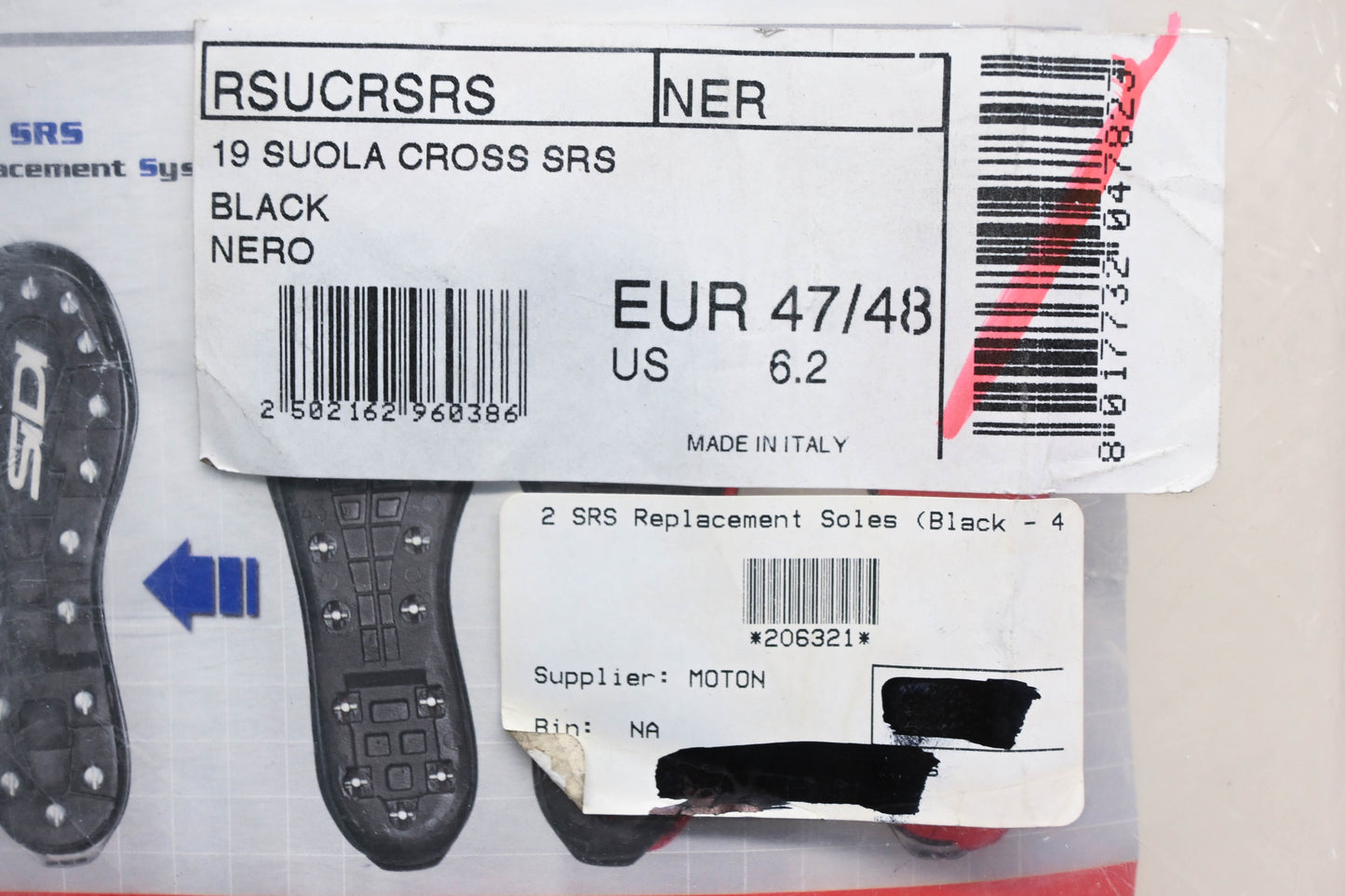 SIDI 206321, RSUCRSRS-47/48 Black Nero Suola Cross SRS Sole Kit NOS
