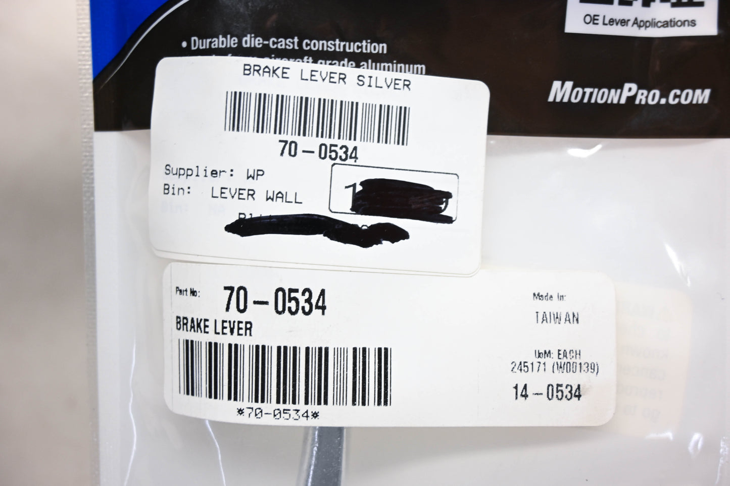 Motion Pro 14-0534, 70-0534 Silver Brake Lever NOS