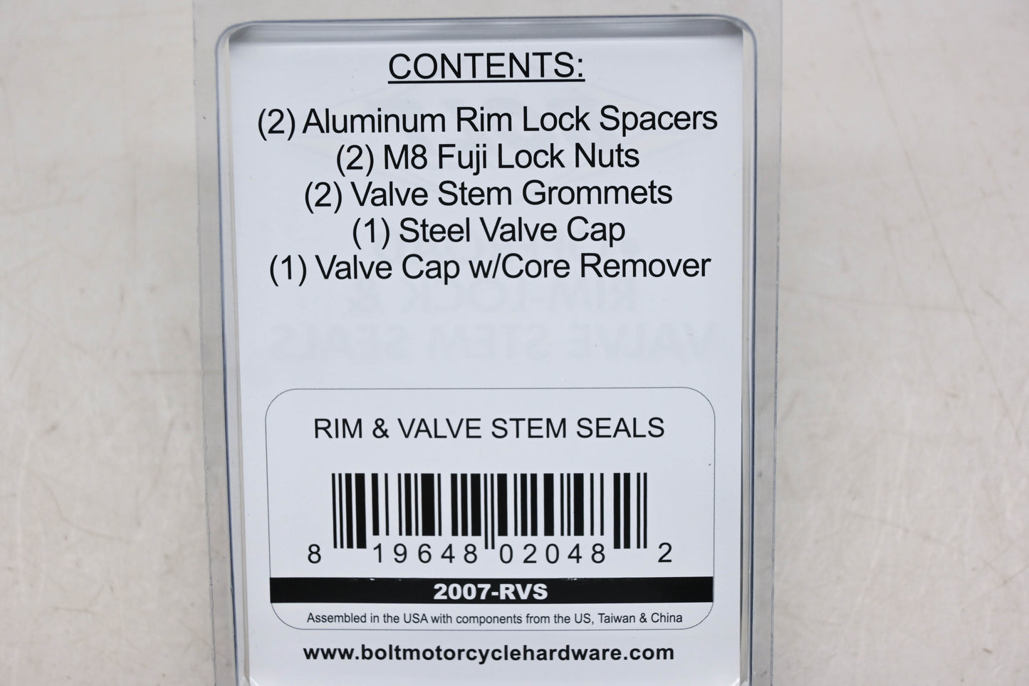 Bolt 2007-RVS, 020-00129 Rim Lock & Valve Stem Seal Kit NOS
