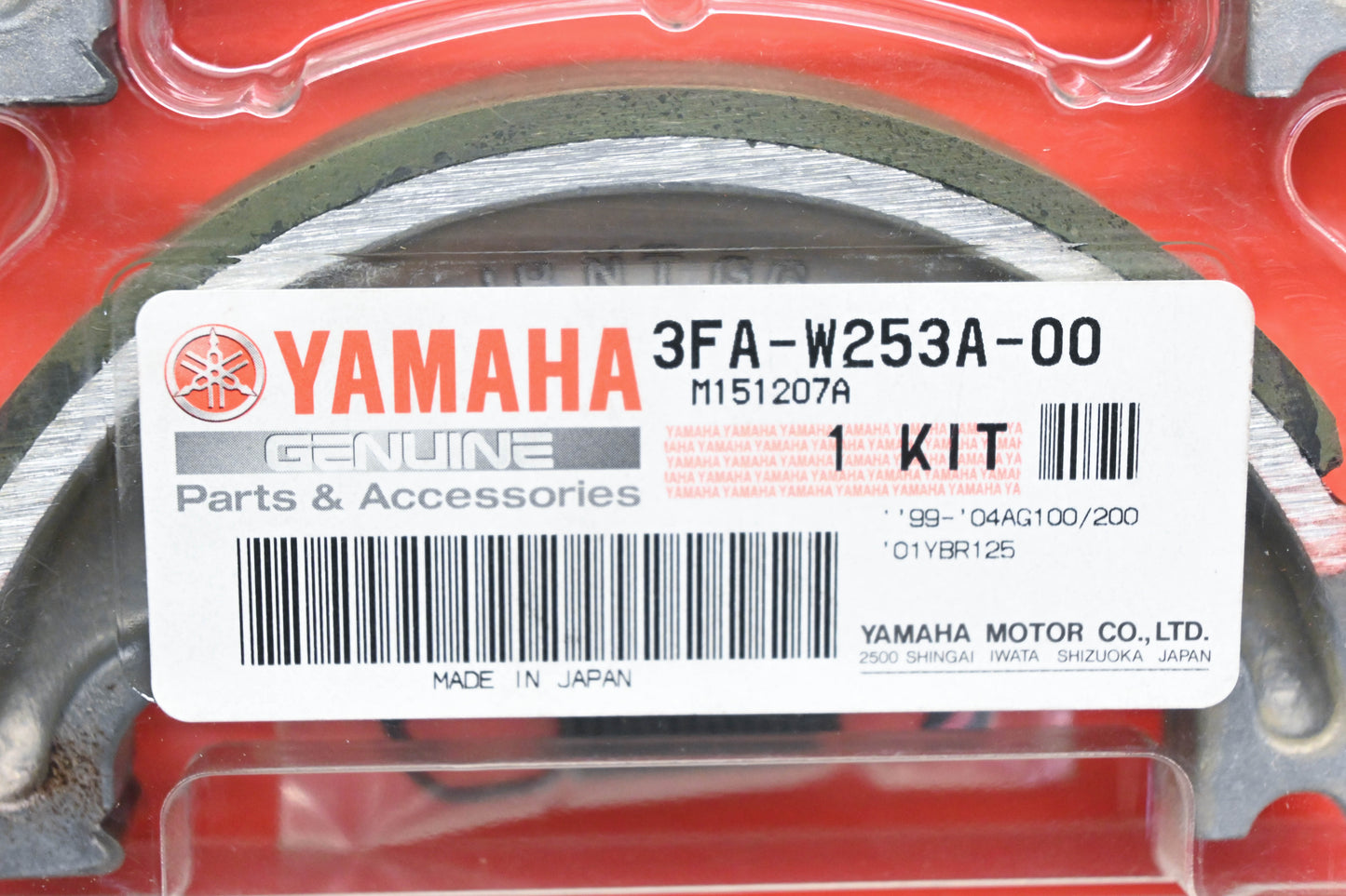 New OEM Yamaha 3FA-W253A-00-00 Rear Brake Shoe Kit NOS