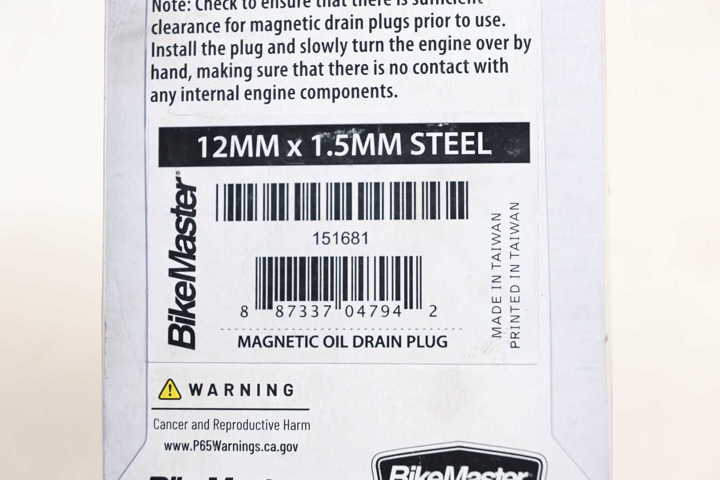 BikeMaster 151681 Magnetic 12mm x 1.5mm Steel Drain Plug NOS