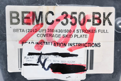 T.M. Designworks BEMC-350-BK Beta Black Skid Plate Kit NOS