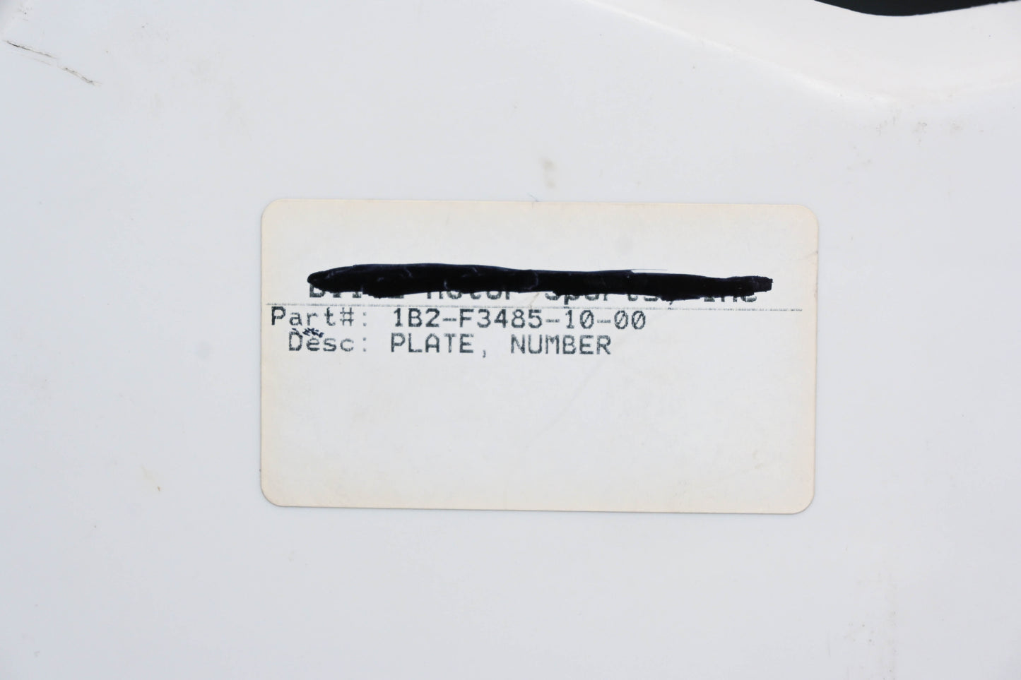 New OEM Yamaha 1B2-F3485-10-00 White Number Plate Panel NOS