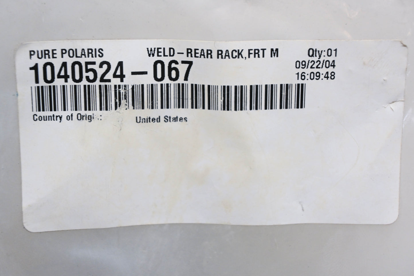 New OEM Polaris 1040524-067 Black Left Rear Rack Mount Bracket NOS