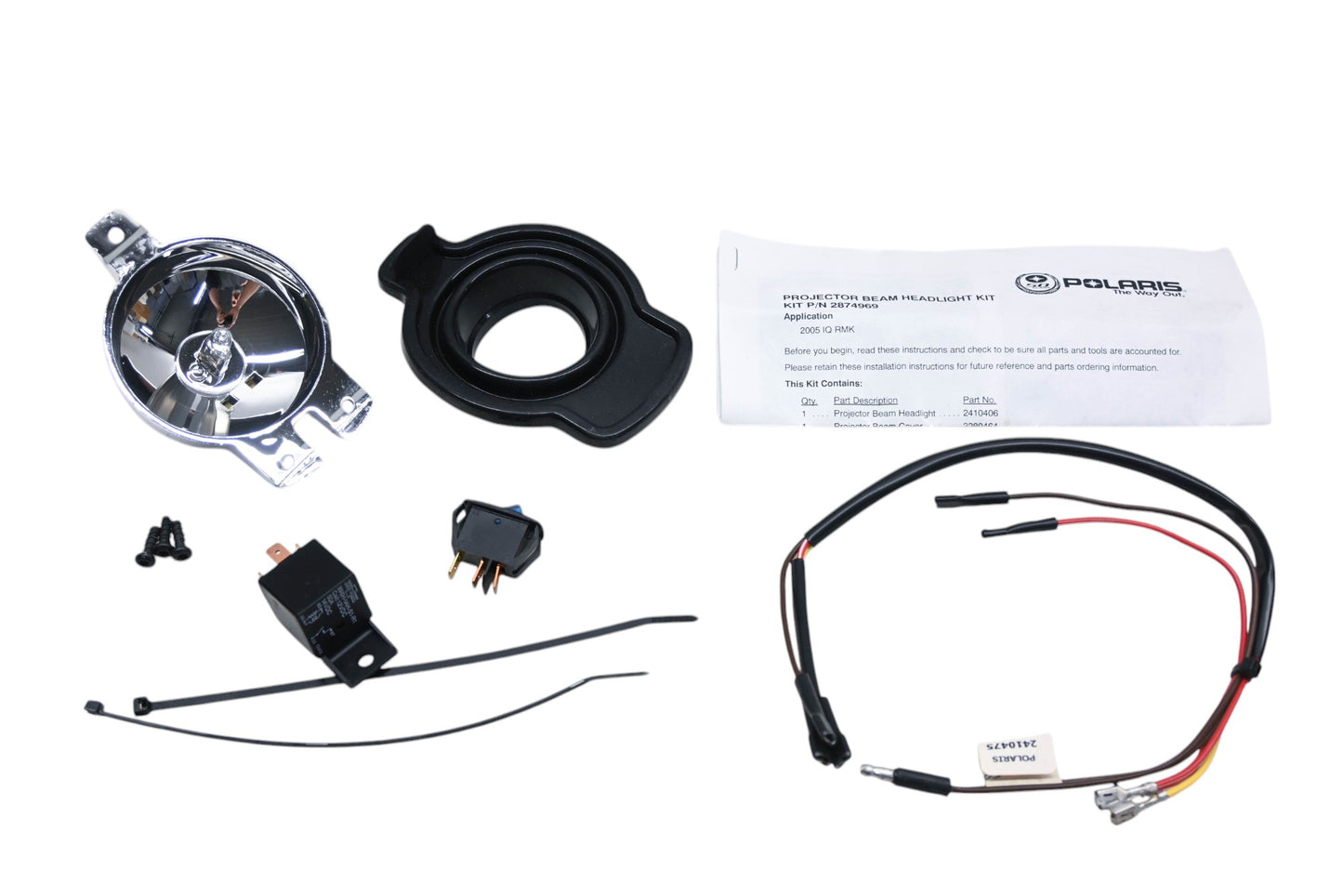 New OEM Polaris 2874969 2005 IQ RMK Projector Beam Headlight Kit NOS