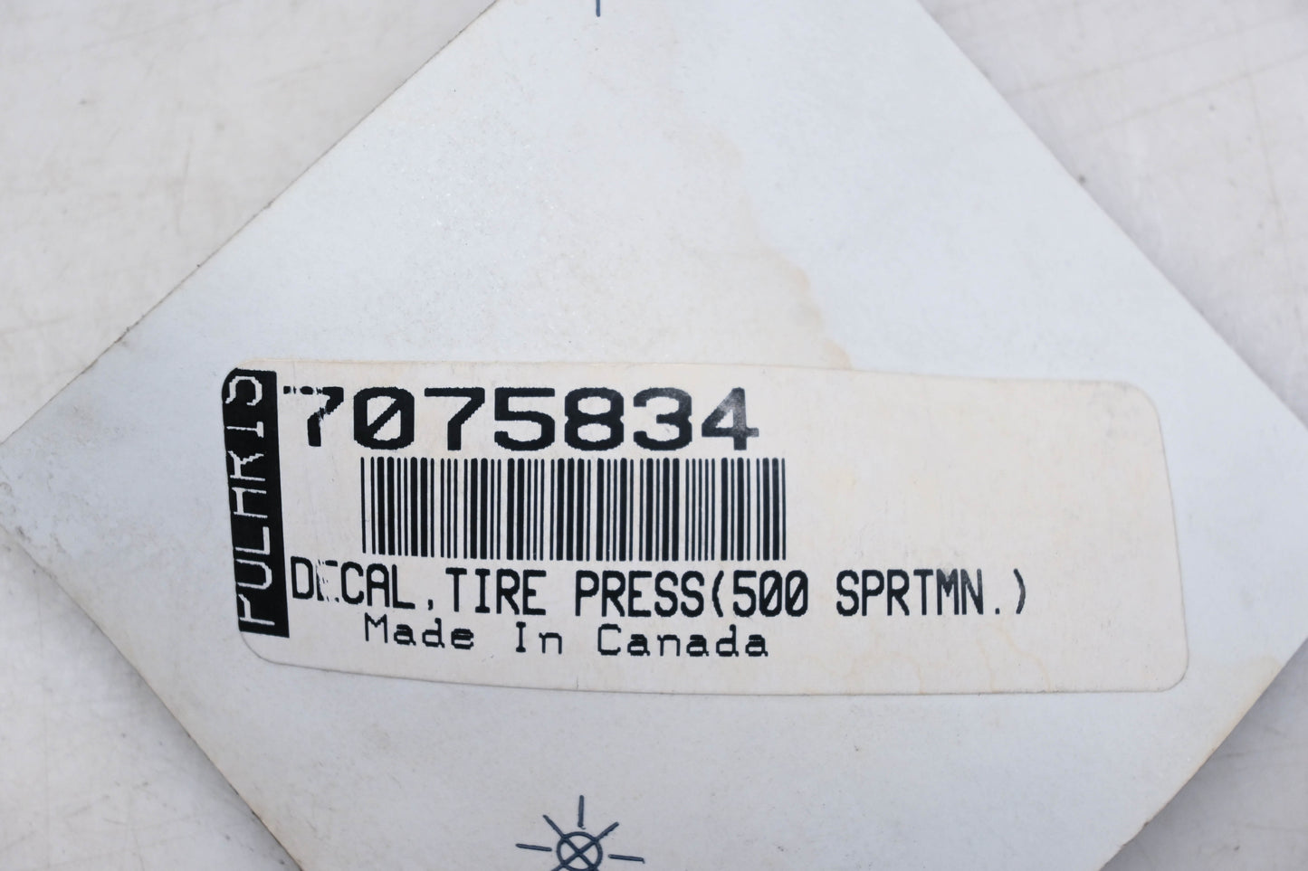 New OEM Polaris 7075834 Sportsman 500 Tire Pressure Decal NOS