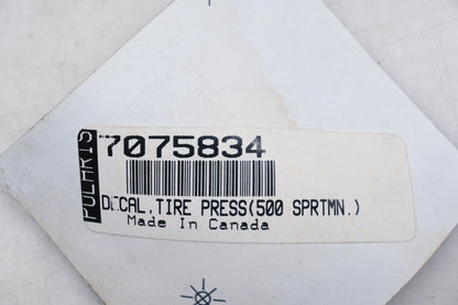 New OEM Polaris 7075834 Sportsman 500 Tire Pressure Decal NOS