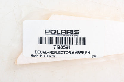 New OEM Polaris 7198591 Righthand Amber Reflector Decal NOS