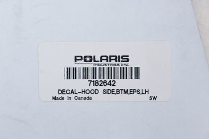 New OEM Polaris 7182642 EPS Electronic Power Steering Lefthand Bottom Hood Side Decal NOS