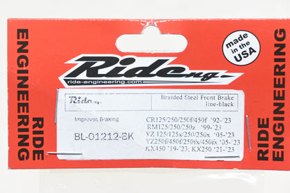 Ride Engineering BL-01212-BK Black Braided Steel Front Brake Line NOS