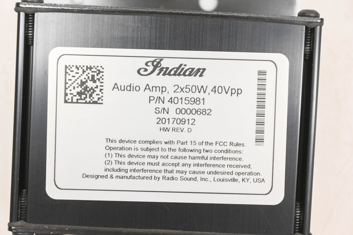 New OEM Polaris 4015981 Indian Audio Amp 2x50W 40Vpp Module NOS