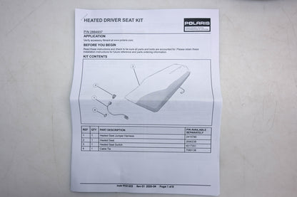 New OEM Polaris 2884937 Heated Driver Seat Kit NOS