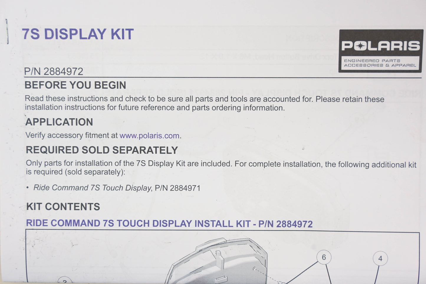 New OEM Polaris 2884972 7S Display Cover Kit NOS