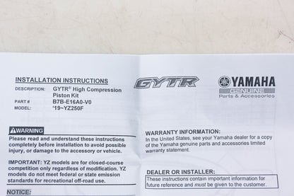 New OEM Yamaha B7B-E16A0-V0-00 GYTR High Compression Piston Kit NOS