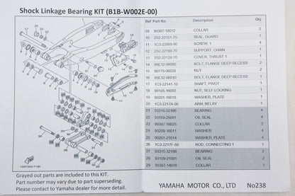 New OEM Yamaha B1B-W002E-00-00 Shock Linkage Bearing Kit NOS