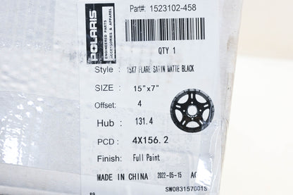 New OEM Polaris 1523102-458 Satin Matte Black 15x7 Flare Wheel Rim NOS