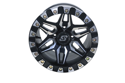 Sedona A72M41011-55S Black/Machined Split 6 Bead Lock 14x10 4/110 Wheel Rim NOS