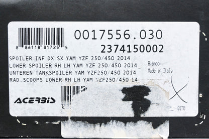 Acerbis 0017556.030, 2374150002, 23741-50002 White Radiator Scoop Kit NOS