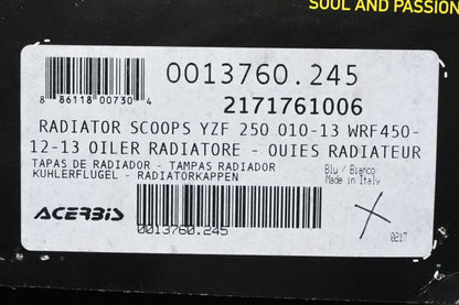 Acerbis 0013760.245, 2171761006, 21717-61006 Blue/White Radiator Scoop Kit NOS