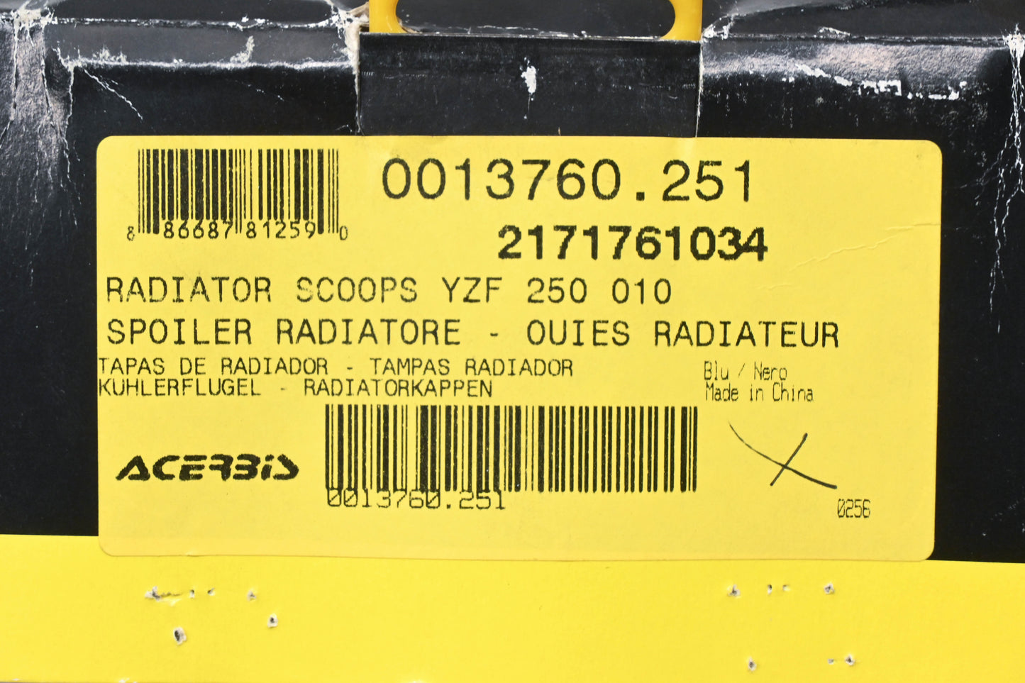 Acerbis 0013760.251, 2171761034, 21717-61034 Blue/Black Radiator Scoop Kit NOS