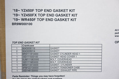 New OEM Yamaha BR9-W0001-00-00 Top End Gasket Kit NOS