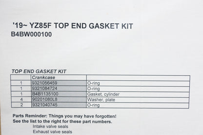 New OEM Yamaha B4B-W0001-00-00 Top End Gasket Kit NOS