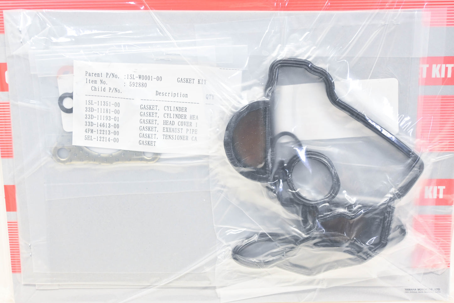 New OEM Yamaha 1SL-W0001-00-00 Top End Gasket Kit NOS