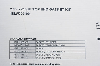 New OEM Yamaha 1SL-W0001-00-00 Top End Gasket Kit NOS