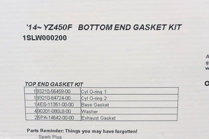 New OEM Yamaha 1SL-W0002-00-00 Bottom End Gasket Kit NOS
