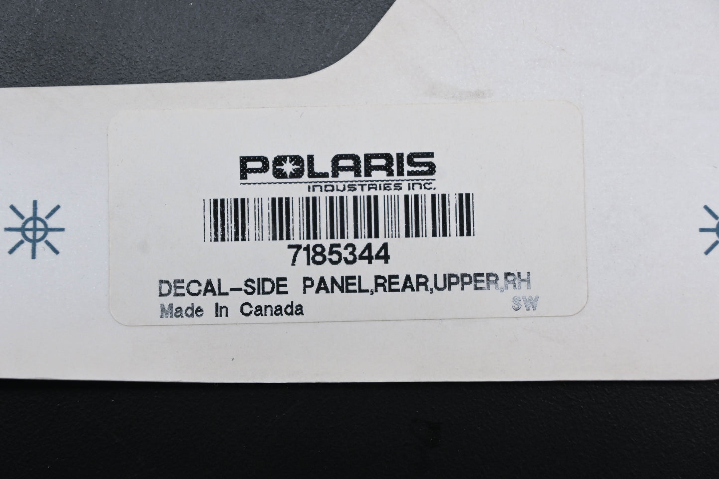 New OEM Polaris 7185344 Rear Upper Right Side Panel Decal NOS