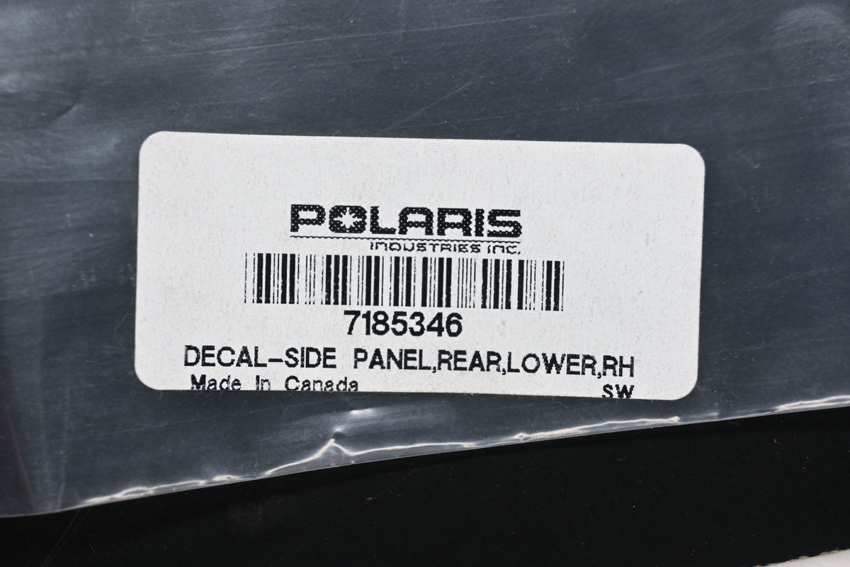 New OEM Polaris 7185346 Rear Lower Right Side Panel Decal NOS