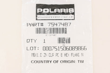 New OEM Polaris 7547487 Hex Flange Nut NOS