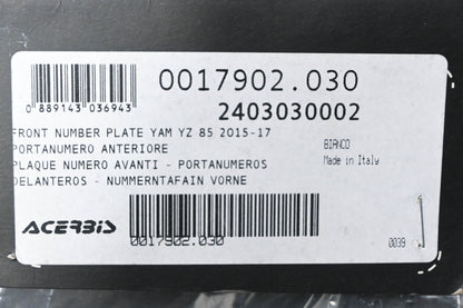 Acerbis 0017902.030, 2403030002, 24030-30002 White Front Number Holder Panel NOS