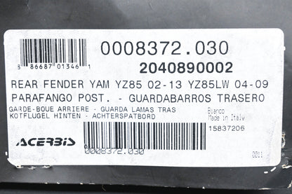 Acerbis 0008372.030, 2040890002, 20408-90002 White Rear Fender NOS