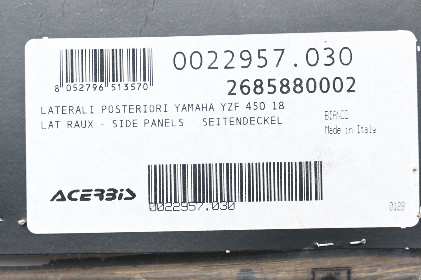 Acerbis 0022957.030, 2685880002, 26858-80002 White Side Panel Kit NOS