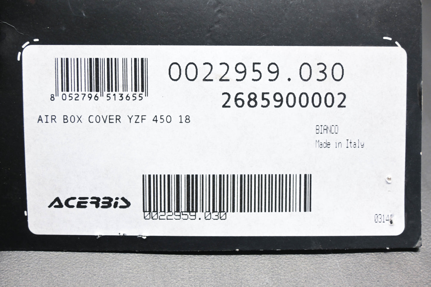 Acerbis 0022959.030, 2685900002, 732020 White Air Box Filter Cover NOS