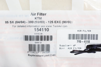 Twin Air 154110, 715-4110 Air Filter Element NOS