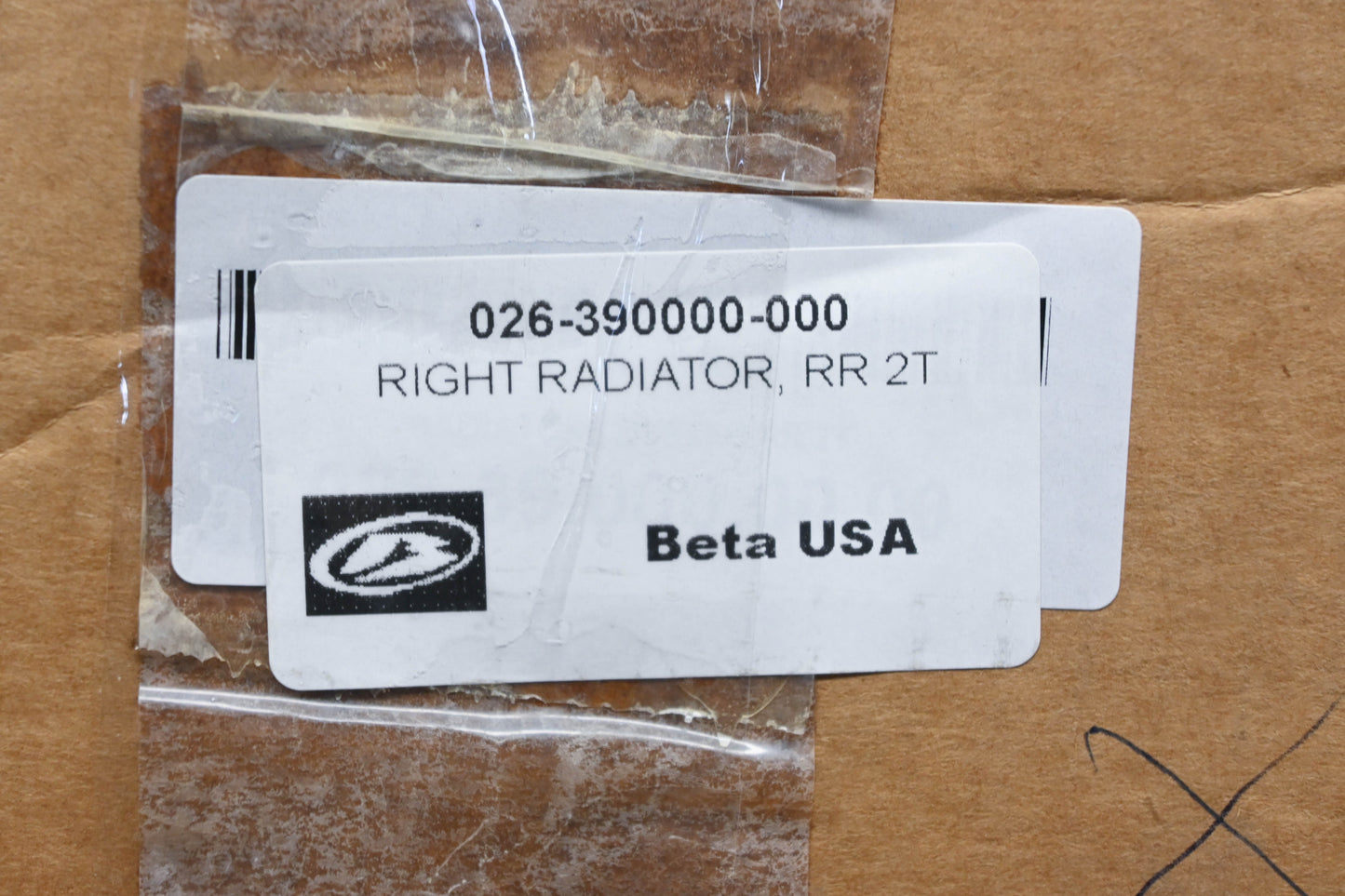 Beta 026.39.000.00.00, 026-390000-000 Right Radiator Assembly NOS