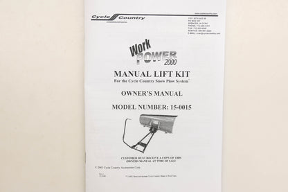 Cycle Country 15-0015 Universal Manual Plow Lift Kit NOS