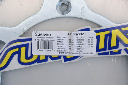 Sunstar 2-363151, 931451 Husqvarna Suzuki 51T Rear Steel Sprocket NOS