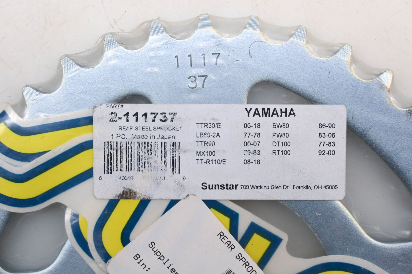 Sunstar 2-111737 Yamaha 37T Rear Steel Sprocket NOS