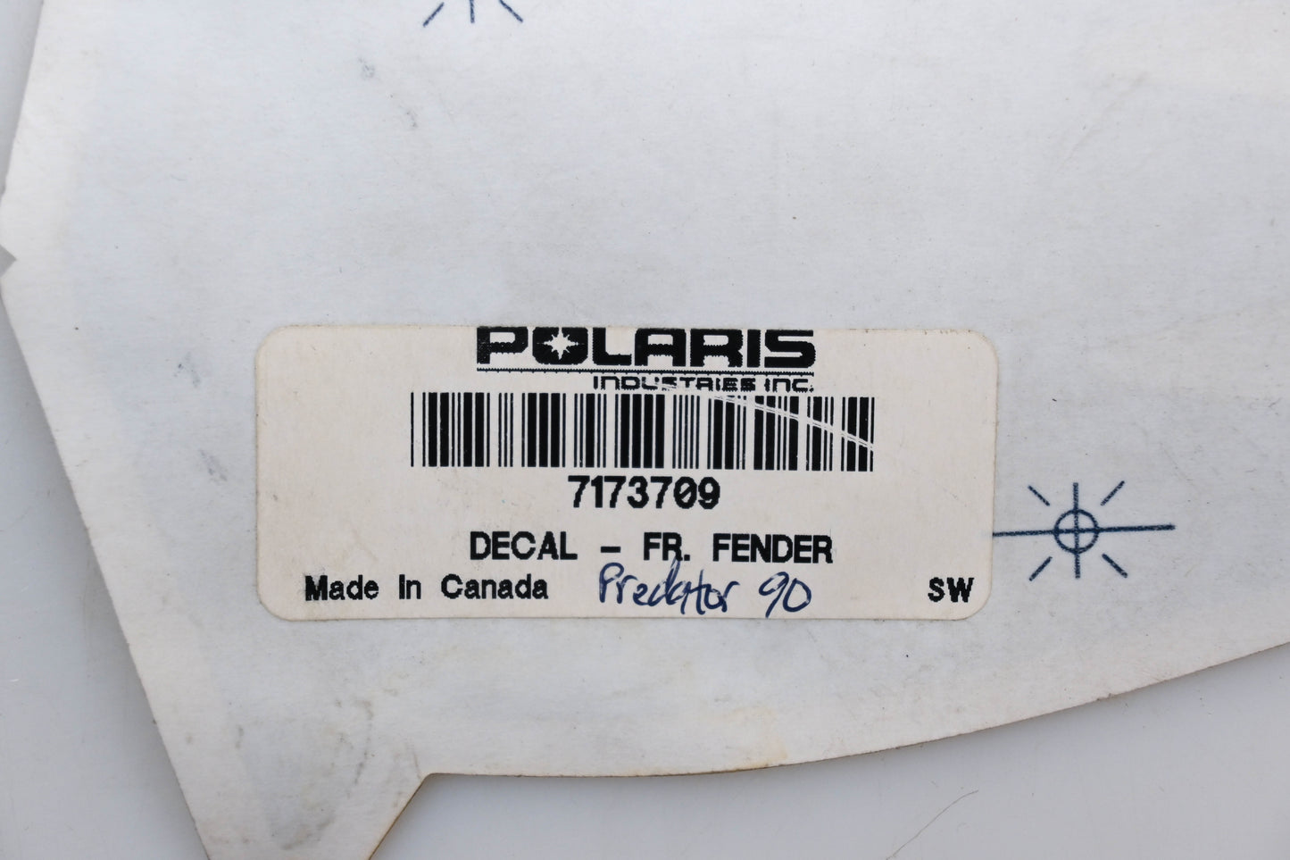 New OEM Polaris 7173709 Right Front Fender Decal NOS