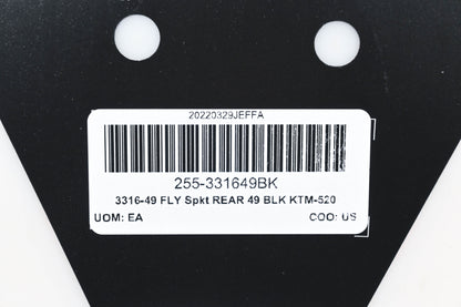 Fly Racing 255-331649BK, 3316-49 KTM Husqvarna 49T Rear Aluminum Sprocket NOS