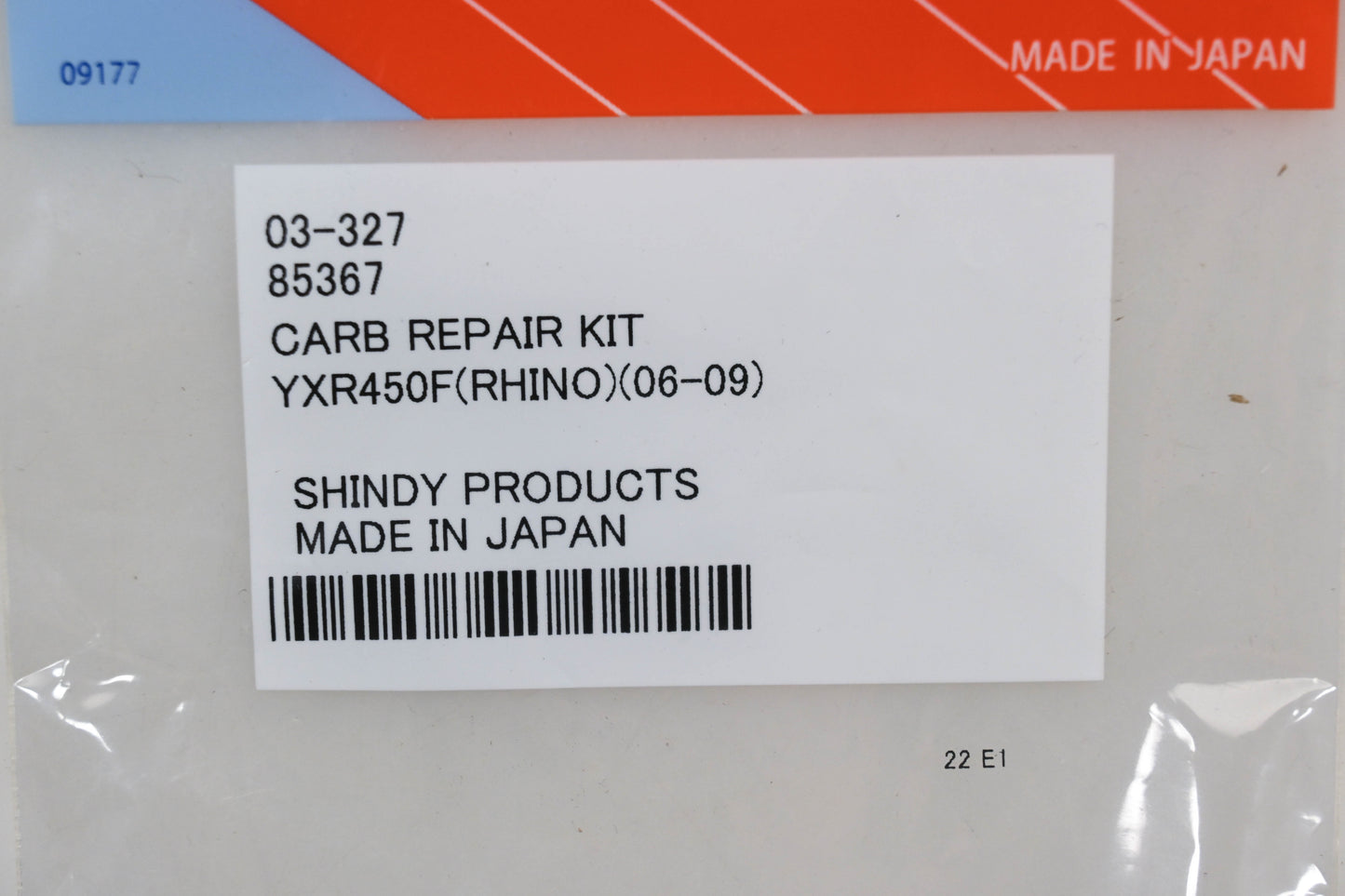 Shindy Products 03-327, 85367 06-09 Yamaha YXR450F Carburetor Repair Kit NOS